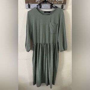 Striped Green and White Dress